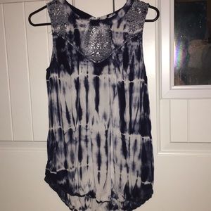 blue tye-dye tank top